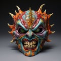 Colorful Ceramic Mask: Grotesque And Macabre Point-neuf Mascarons