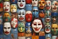 Colorful ceramic masks for sale at the market in Istanbul, Turkey