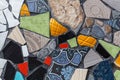 Colorful ceramic mosaic floor or wall. Creative recycled idea.