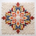 Colorful Ceramic Quilt Block: A Meditative Blend Of Relief Sculpture And Neoclassical Symmetry