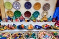Colorful ceramic souvenirs in a shop in Morocco Royalty Free Stock Photo