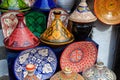 Colorful ceramic souvenirs in a shop in Morocco Royalty Free Stock Photo