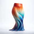 Vibrant Ceramic Vase With Orange And Blue Wavy Design