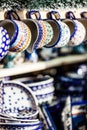 Colorful ceramics in traditonal polish market. Royalty Free Stock Photo
