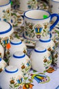 Colorful ceramics in traditonal polish market. Royalty Free Stock Photo