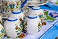 Colorful ceramics in traditonal polish market. Royalty Free Stock Photo