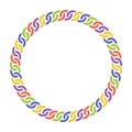 Colorful chain. Vector round frame. Multicolor circle