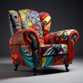 Colorful Chair With Hand Drawn Patterned Designs