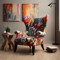 Colorful Armchair: A Modern American Stool With Fabric Art