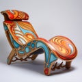 Colorful Woodcarving Lounge Chair With Steampunk-inspired Designs