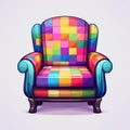 Modern Colorful Retro Style Armchair Illustration