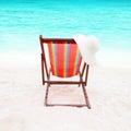 Colorful chair on white sand on a beautiful beach