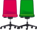 Colorful chairs with anatomical office wheels