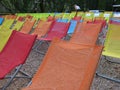 Colorful chairs in a park in Zurich