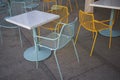 Colorful chairs and tables