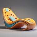 Organic Biomorphic Chaise Lounge Chair In Orange And Blue