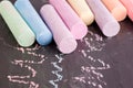 Colorful chalk on a blackboard Royalty Free Stock Photo