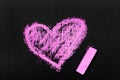 Chalk drawing on a chalkboard: pink heart Royalty Free Stock Photo