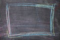 Colorful chalk frame on blackboard background Royalty Free Stock Photo