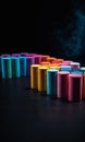 Colorful chalks on a black background. Selective focus. Royalty Free Stock Photo