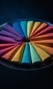 Colorful chalks on a black background. Selective focus. Royalty Free Stock Photo