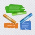 Colorful chalks and speech bubbles on transparent background, infographic illustrations for your project