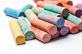 Colorful Chalks On White Background, Closeup. Generative AI