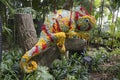 Colorful chamaeleon sculpture located in Topiary walk at Jewel Changi Airport