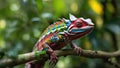 Colorful chameleon lizard. Generated with AI