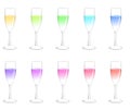 Colorful champagne glasses