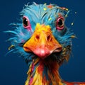 Vibrantly Surreal Duck: A Close-up Face In Quirky Fashion Photography