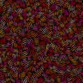 Colorful chaotic scratch hatching on black seamless pattern, vector