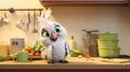 Colorful Characters In Secret Of The Cockatoo: Photorealistic Rendering In Pixar Kitchen Scene