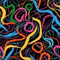 Colorful Charcoal Scribbles and Squiggles, Seamless Pattern for Bold Designs