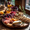 Colorful Charcuterie Plate on Wooden Board