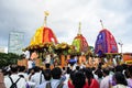 The colorful Chariot of lord Jagannath, Balaram and Subhadra. Royalty Free Stock Photo