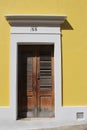 Doorway Against a Yellow Wall, Old San Juan Puerto Rico Royalty Free Stock Photo