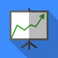 Colorful chart board icon in modern flat style with long shadow. Vector