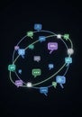 Colorful chat bubbles interconnected by curved Royalty Free Stock Photo