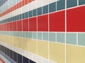 Colorful checked pattern of bathroom tiles