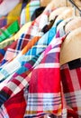 Colorful Checked Shirts With Hangers.