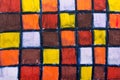 Oil pastels drawing with squares Royalty Free Stock Photo