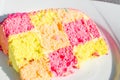 Colorful checkered piece of cake