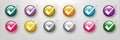 Colorful checkmark buttons arranged in a grid on a light background for user interface design and application development purposes Royalty Free Stock Photo