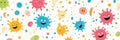 Colorful and cheerful cartoon microbes with smiling faces on a light background. Generative AI