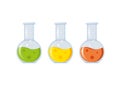 Colorful chemical glass flasks filled with colored liquid Royalty Free Stock Photo