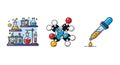 Colorful chemical illustration showcasing science experiments and molecular structure Royalty Free Stock Photo