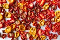 Colorful cherry tomatoes - halved and dried, different varieties Royalty Free Stock Photo