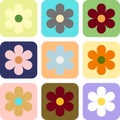 Colorful Chessboard Flower Y2K Indie Pattern