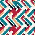 Colorful Chevron Pattern With Constructivist Shapes - Mid-century Inspired Wallpaper